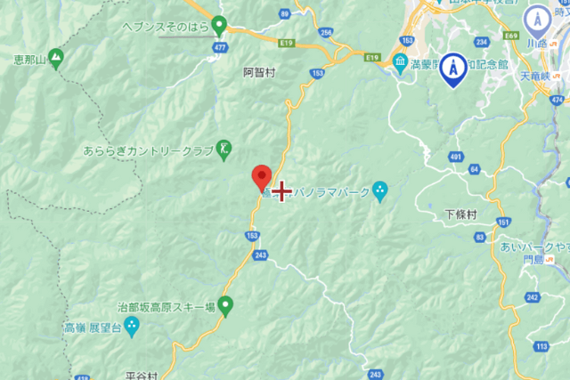 地図 長野県郡阿智村　
