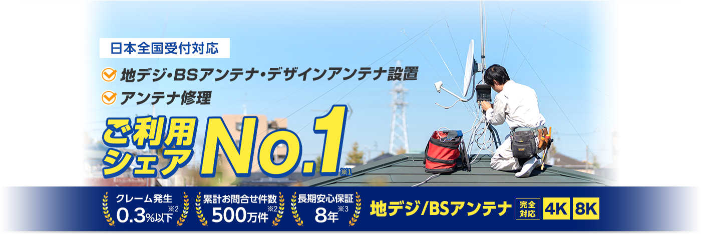 アンテナ110番｜地デジ・BC・CSテレビのアンテナ設置・修理・交換に迅速に対応！