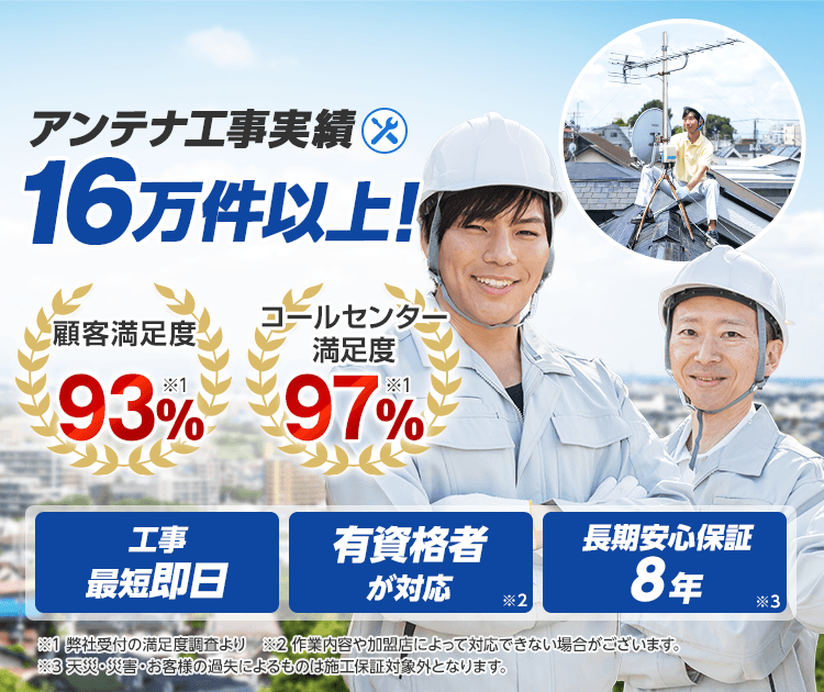 累計問合せ件数500万件！ご利用シェアNo.01 クレーム発生0.3%以下　有資格者が対応 長期安心保証8年