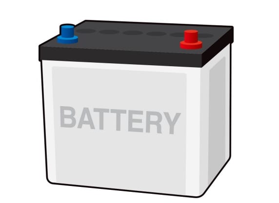 【READY】が点灯しない場合の手順1：パワースイッチをLOCKに戻し駆動用バッテリーを充電する