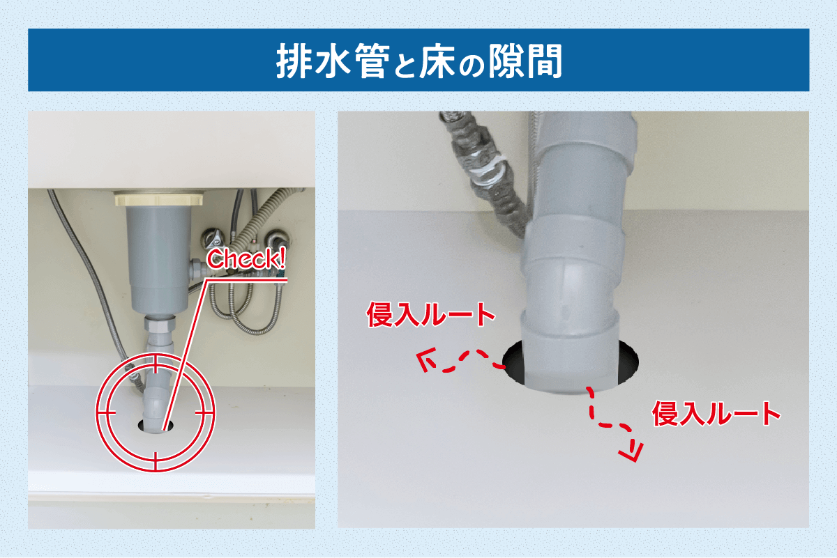 排水管　床　隙間