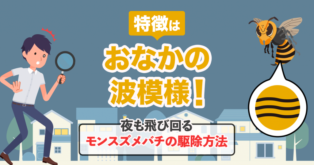 モンスズメバチは夜も飛び回る。特徴はおなかの波模様！