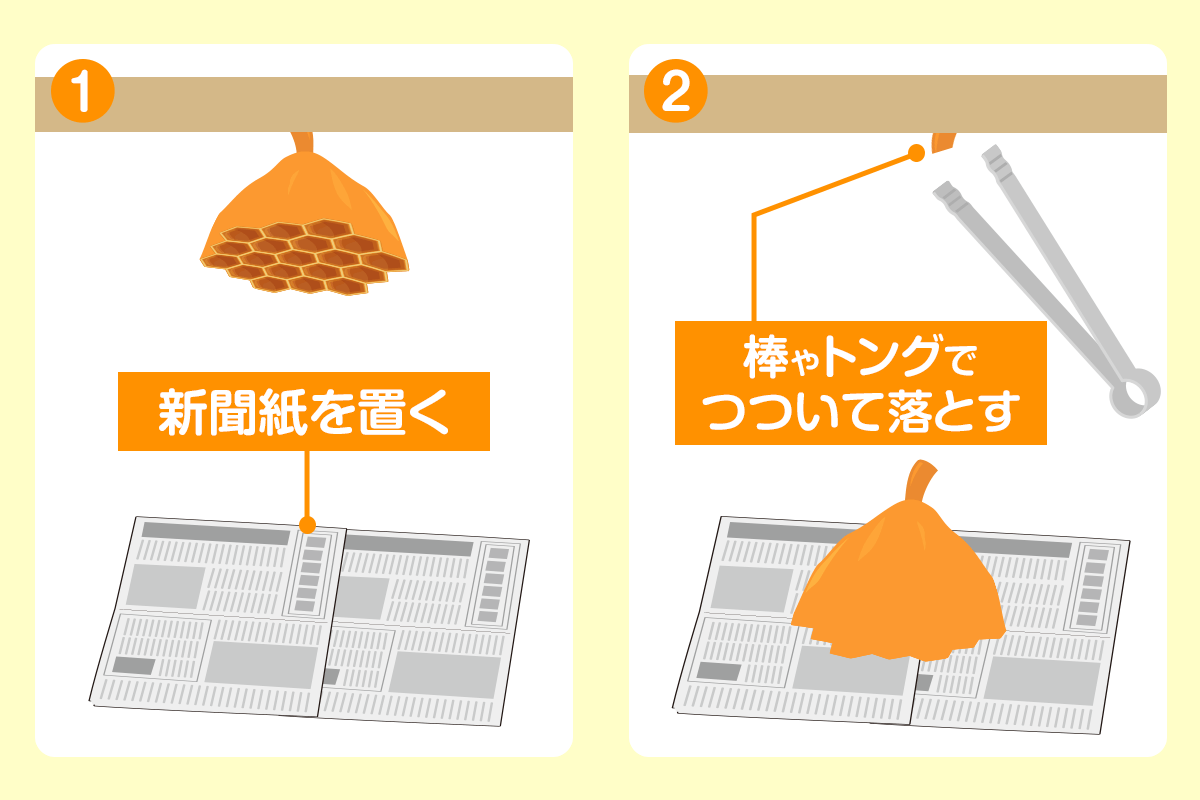 蜂の巣を落とす