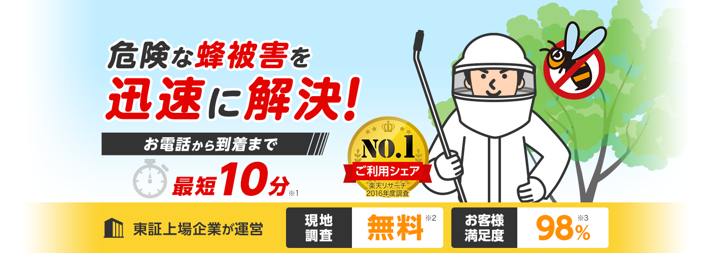 ハチ110番｜蜂の巣駆除、スズメバチ駆除、アシナガバチ駆除、ミツバチ駆除などハチのトラブルに迅速対応！