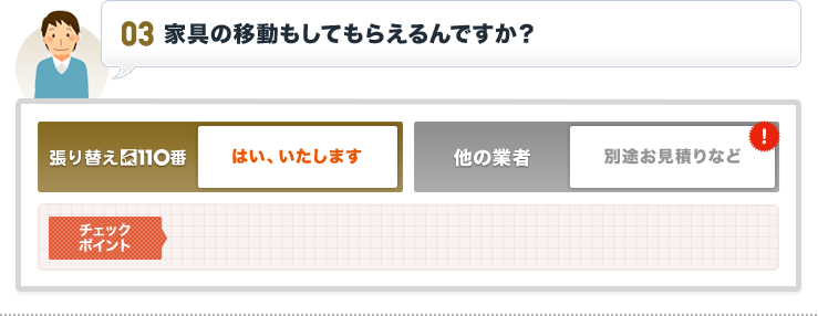家具の移動もしてもらえるんですか?|