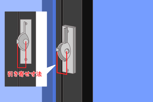 クレセント錠 引き寄せ寸法
