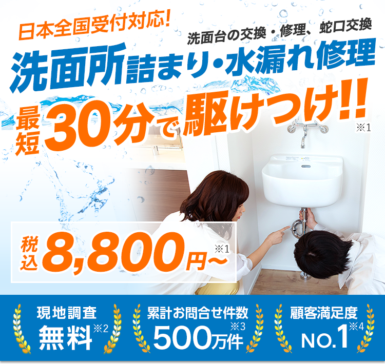 洗面所のつまりや水漏れ日本全国で対応