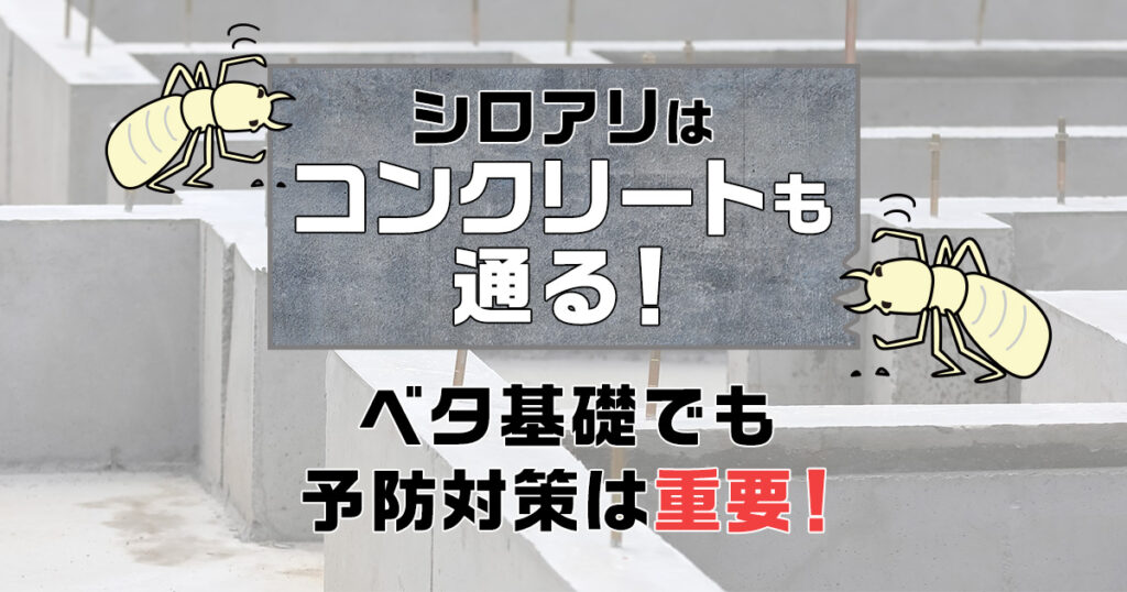 シロアリはコンクリートも通る！ベタ基礎でも予防対策は重要！