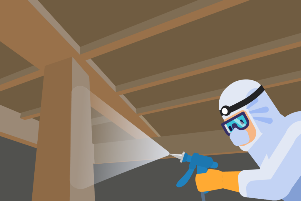 床下の薬剤吹付処理